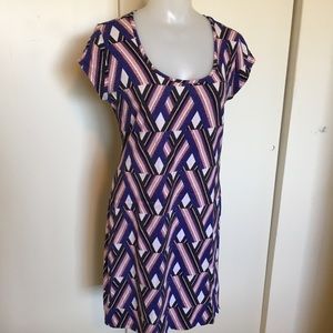 Purple pink white geometric dress